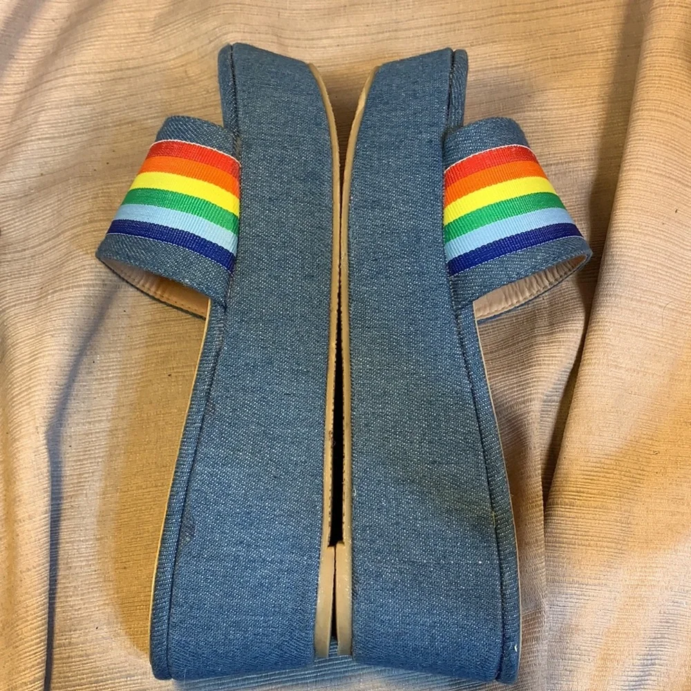 Liliana almost NEW worn once denim/rainbow sandals